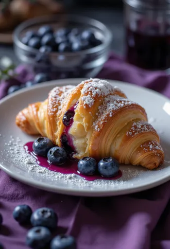Svježe pečeni američki croissant s borovnicama