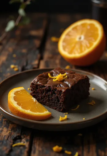 Brownie s narančom serviran