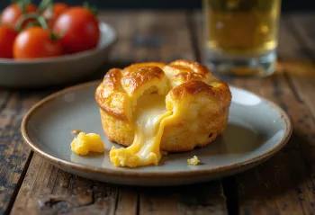 Zlatni yorkshire pudding s otopljenim sirom u sredini