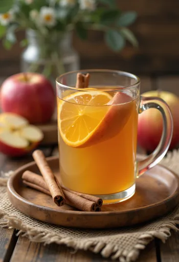 Cider od jabuke i cimeta poslužen u prozirnoj čaši