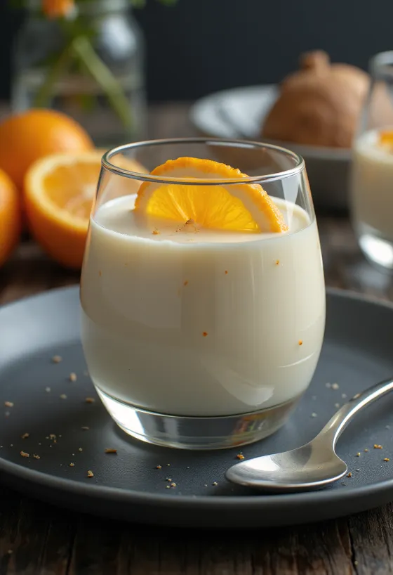 Panna cotta s narančom servirana