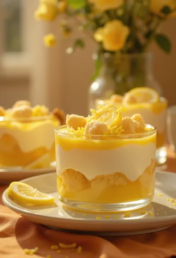 Limunski san sa slojevima piškota i mascarpone kreme, ukrašen svježim limunom