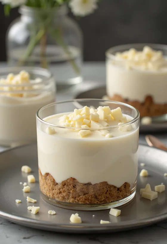 Mousse torta od bijele čokolade poslužena na kriške