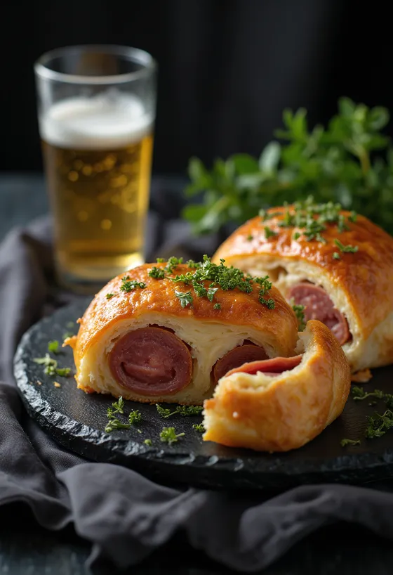 Stromboli sa salamom serviran, s bogatom salamom i otopljenom mozzarellom na vrhu, izvana hrskav, a iznutra mekan.