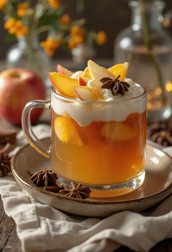 Kuhani jabučni cider poslužen u visokoj čaši