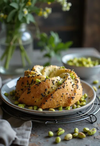 Torta od maka i pistacija servirana