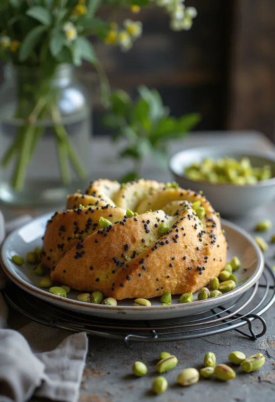 Torta od maka i pistacija servirana