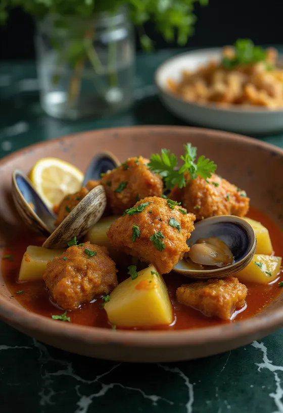 Carne de porco à Alentejana portugalsko jelo servirano