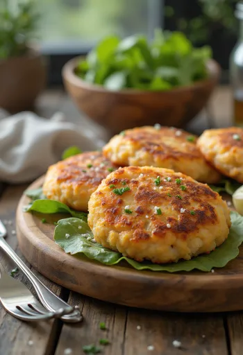 Fishcake s lososom, hrskavi riblji štapići posluženi sa svježim peršinom i limunom