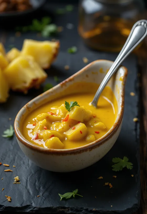 Umak od ananasa i curryja poslužen