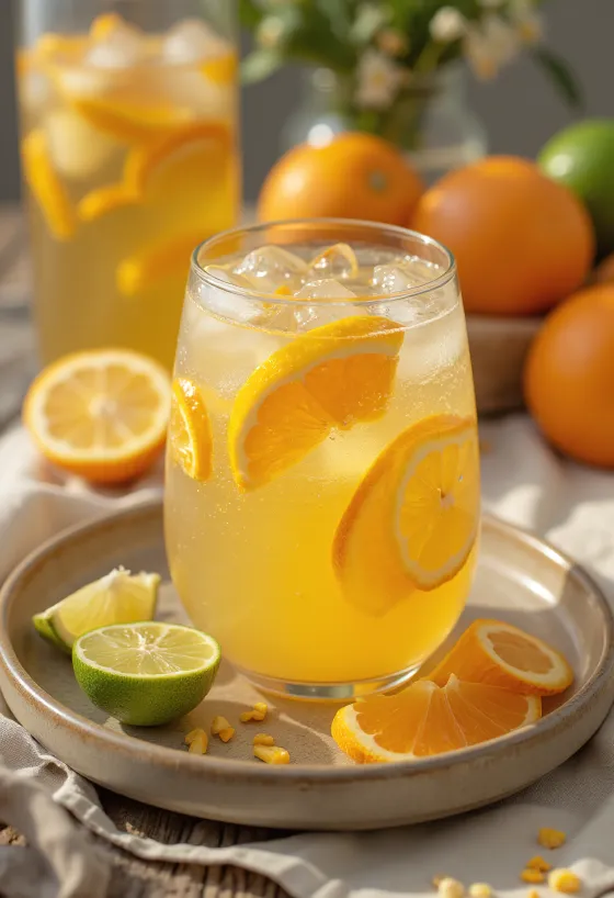 Osvježavajući citrusni cider svježe poslužen u čaši