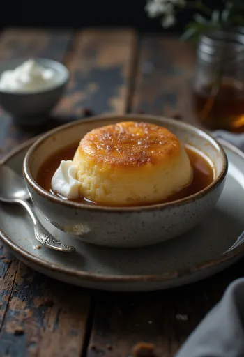 Malva puding iz mikrovalne, topli, slatki i kremasti puding, s kiselim vrhnjem i karameliziranim šećerom