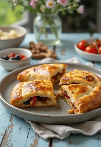 Svježe pečeni calzone sa sušenim rajčicama