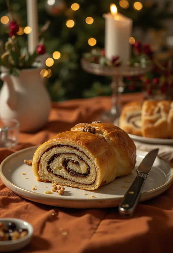 Svježe pečene kriške orehnjače.