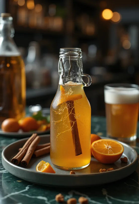 Začinjeni cider poslužen u staklenoj boci