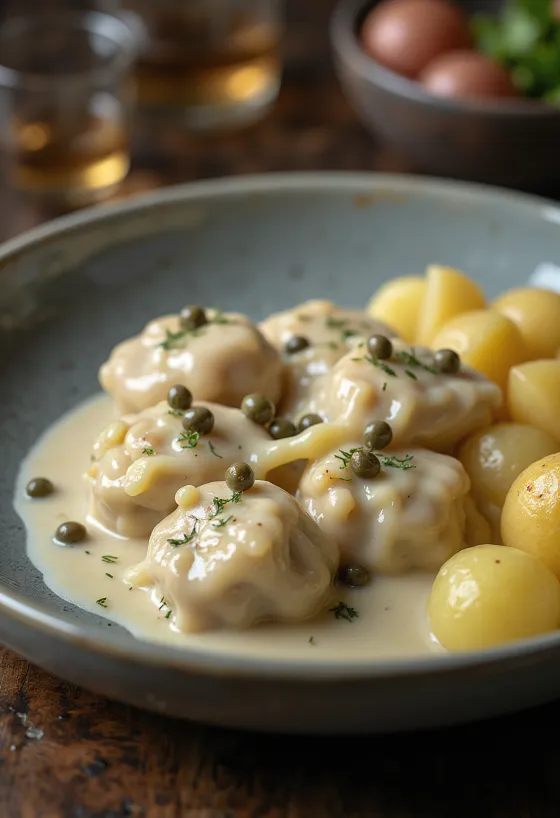 Königsberger Klopse poslužene s umakom od kapara