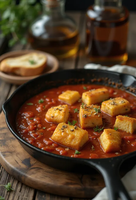 Kocke tofua kuhane u umaku od rajčice