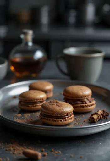 Macarons s medenjacima i rumom na tanjuru