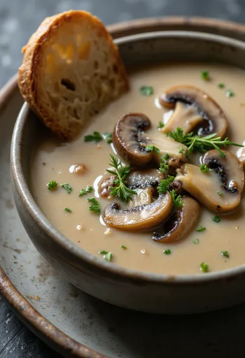 Krem juha od gljiva s estragonom poslužena