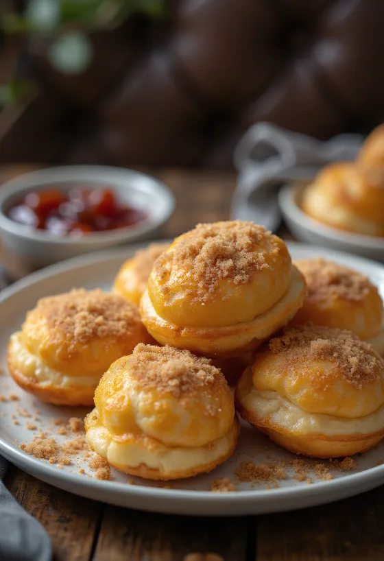 Æbleskiver posut šećerom i cimetom, svježe poslužen