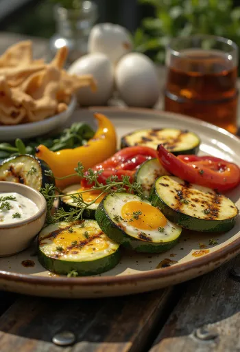 Šareni izbor povrća sa žara posutog svježim začinima.