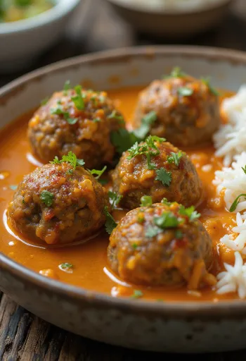 Janjeći Kofta Curry poslužen sa svježim korijanderom