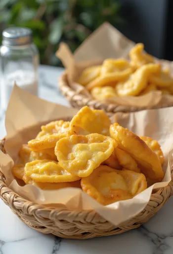 Langoš pečen do zlatnosmeđe boje, s kiselim vrhnjem i naribanim sirom na vrhu