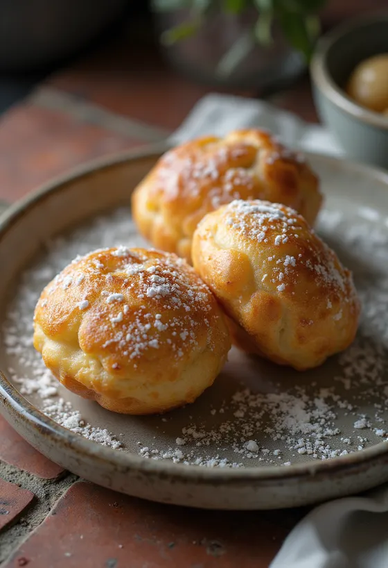 Æbleskiver s kardamomom, posut šećerom u prahu
