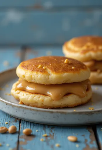 Dorayaki s maslacem od kikirikija, svježa palačinka punjena maslacem od kikirikija, fine teksture