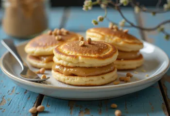Dorayaki s maslacem od kikirikija, svježa palačinka punjena maslacem od kikirikija, fine teksture