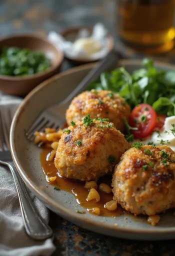 Frikadeller s krušnim mrvicama, ukrašen svježim peršinom