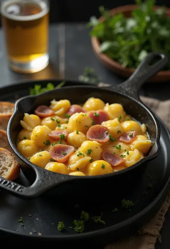 Dimljena šunka s noklicama i jajima poslužena