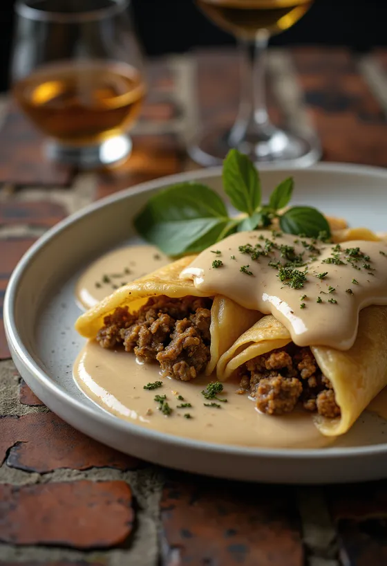 Haggis u palačinkama, ukrašen svježim peršinom