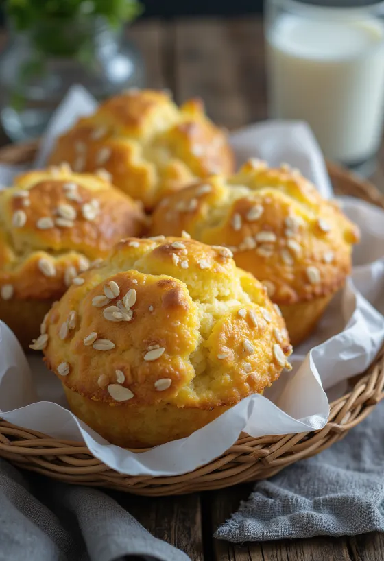 Muffini sa svježim sirom i zobenim pahuljicama servirani