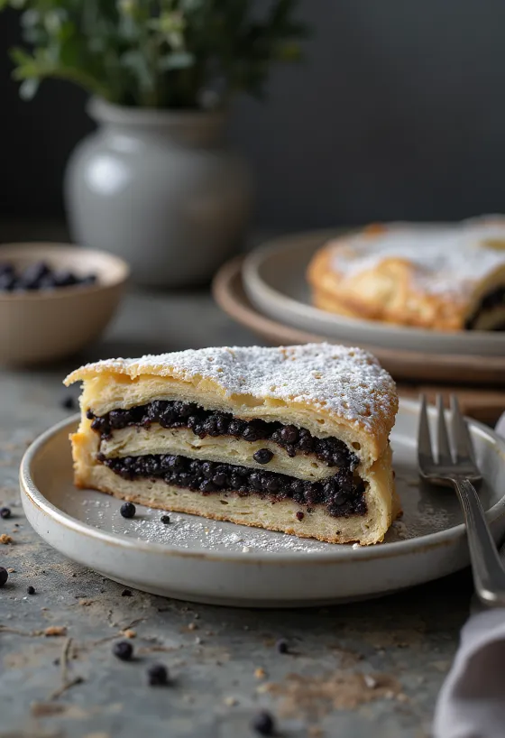 Pita s makom sa zlatno-smeđim tijestom i nadjevom od maka