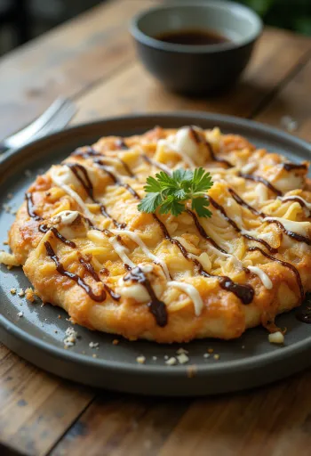 Okonomiyaki pizza s kupusom i pahuljicama palamide