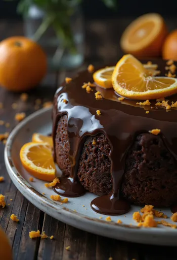 Čokoladna torta s narančom poslužena