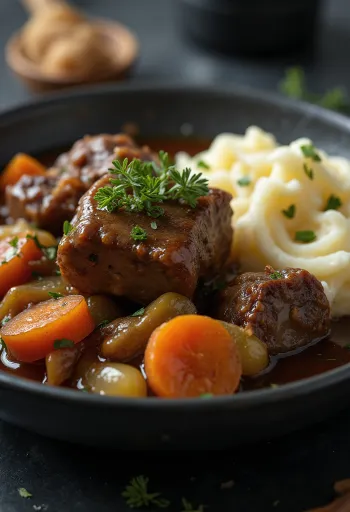 Varivo od janjeće lopatice posluženo u rustikalnoj zdjeli