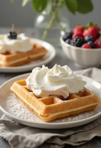 Bruxelleski vafli posluženi sa šlagom