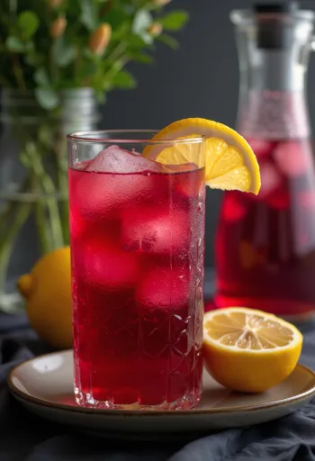 Limunada od hibiskusa poslužena u čaši