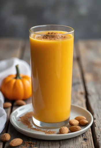 Smoothie od Hokkaido tikve, ukrašen bananom i cimetom