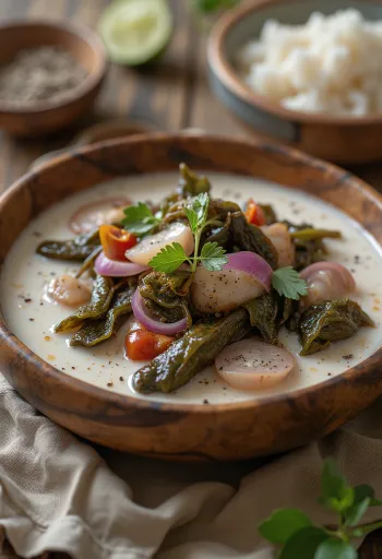 Tenga roselle juha, poslužena s korijanderom