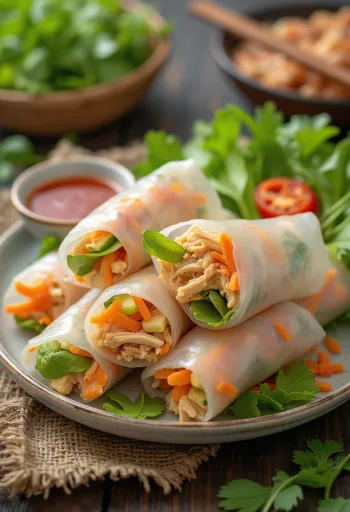 Pho cuon s ljutim umakom, piletina zamotana u rižin papir s povrćem i ljutim umakom