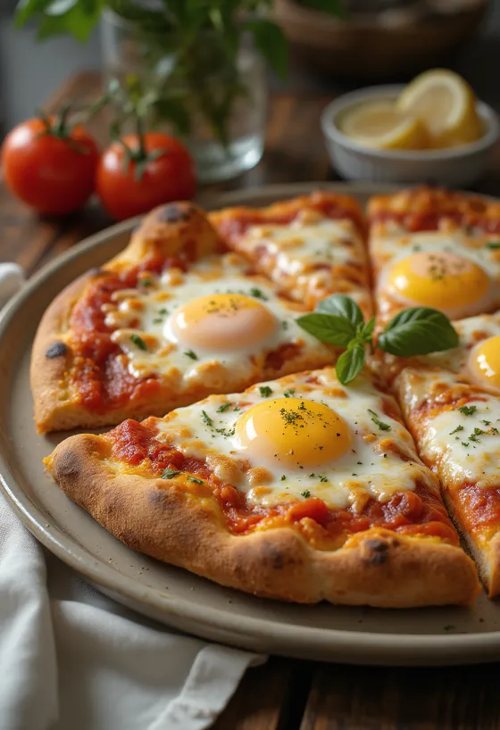 Pizza a Caballo s jajetom na oko, debelim tijestom i mozzarellom