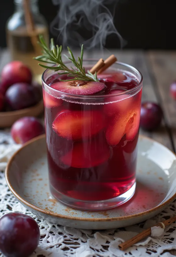 Cider od šljiva poslužen u čaši