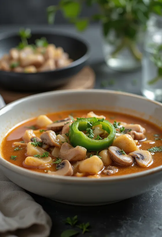 Bakonyi juha poslužena s bogatim povrćem i dimljenim mesom