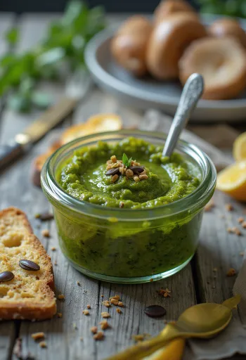 Pesto sa sjemenkama bundeve i bosiljkom poslužen sa svježom tjesteninom