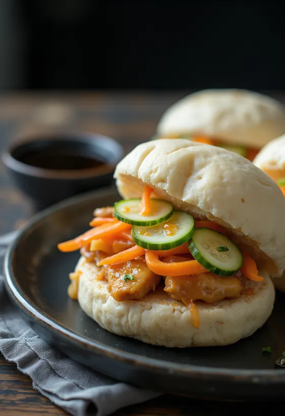 Bao bun s piletinom, češnjakom i đumbirom serviran