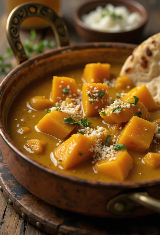 Kremasti curry od bundeve sa svježim korijanderom serviran