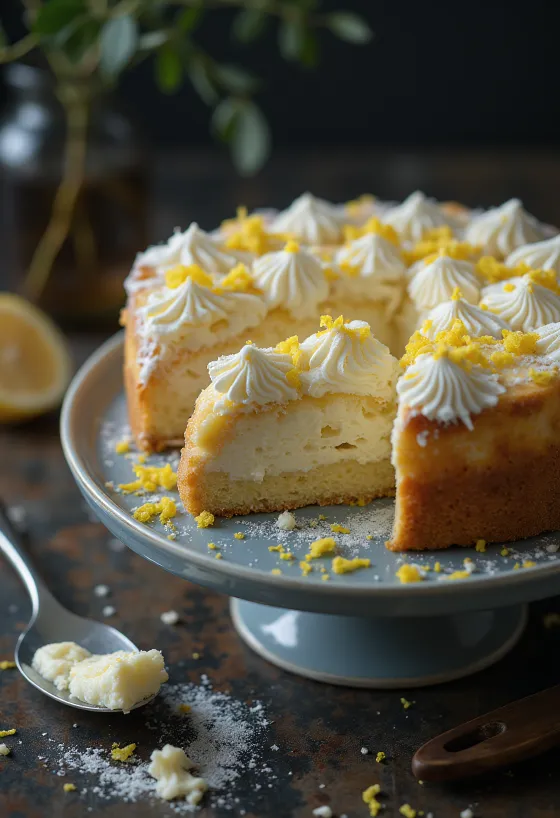 Klasična torta od svježeg sira posuta šećerom u prahu